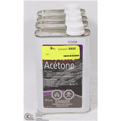 LOT OF 4 CANS OF ACETONE 473ML EACH