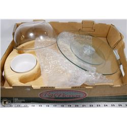 FLAT W/2-PC GLASS LAZY-SUSAN, WOOD