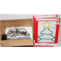 CHRISTMAS TREE FIBER OPTIC VILLAGE W/ 2 HOLIDAY