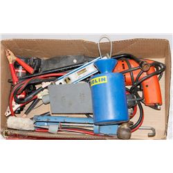 LARGE BOX OF MISC SHOP/GARAGE TOOLS