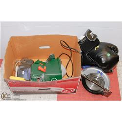20)BOX OF MISC GOODS INCLUDING CIRCULAR SAW