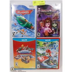 TWO WII GAMES AND TWO WIIU GAMES