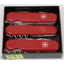 LOT OF 3 SWISS ARMY KNIVES