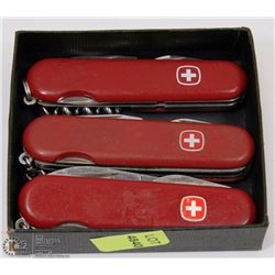 LOT OF 3 SWISS ARMY KNIVES