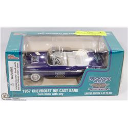 NASCAR 1957 CHEVROLET DIE CAST BANK COIN BANK WITH