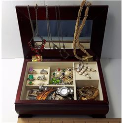 #20 - ROSEWOOD JEWELLERY BOX & CONTENTS