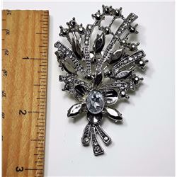 #10 - VINTAGE SILVER TONE & CLEAR RHINESTONE