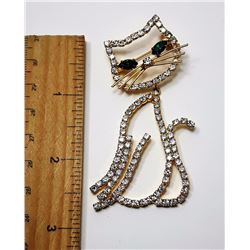 #9 - ARTICULATED CLEAR CRYSTAL & GOLD TONE CAT