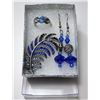 Image 1 : #4 - VINTAGE BLUE RHINESTONE LEAF BROOCH