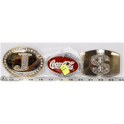 LOT OF THREE BELT BUCKLES INCLUDING COCA-COLA