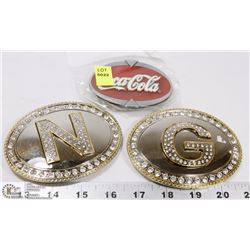 LOT OF THREE BELT BUCKLES INCLUDING COCA-COLA