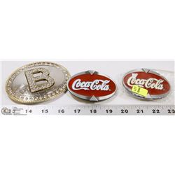 LOT OF THREE BELT BUCKLES INCLUDING COCA-COLA