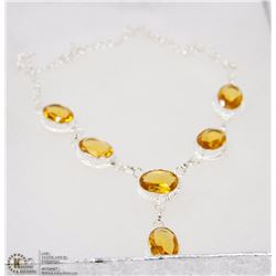 #38-LEMON TOPAZ GEMSTONE NECKLACE