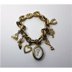 #3 - GOLDTONE CHARM BRACELET STYLE  WATCH