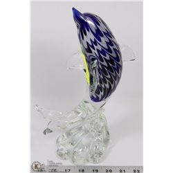 BLUE ART GLASS DOLPHIN