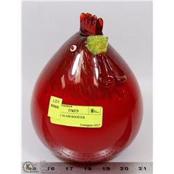 RED ART GLASS ROOSTER