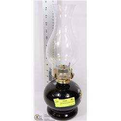 DECORATIVE BLACK BASED FLORAL LANTERN.