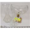 Image 1 : PINWHEEL CRYSTAL CANDY DISH W/ MARBLE & BRASS BASE