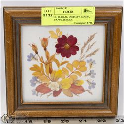 VINTAGE FLORAL DISPLAY LINEN, ALBERTA WILD ROSE
