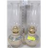 Image 1 : PAIR OF VINTAGE OIL LAMPS WITH SHADES.