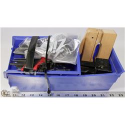 BLUE BOX W/ KLEMMSIA WOOD CLAMP, ASSORTMENT OF