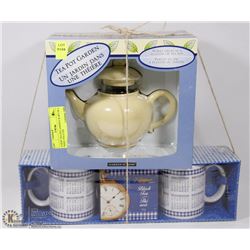 A NEW 'TEA POT GARDEN' & SET OF 2 'NAPA' TEA CUPS