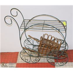 WROUGHT IRON BIKE PLANT STAND 23" H W/2 SHELVES