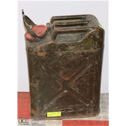 US MILITARY METAL GAS CAN WITH LOCKING LID.