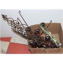 BOX OF WROUGHT IRON AND WELCOME SIGN
