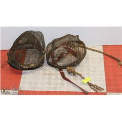 SET OF ANTIQUE HORSE MUZZLES.