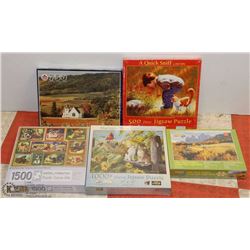 FLAT OF 4 SEALED PUZZLES, BEAUTIFUL VILLAGE 1000 P