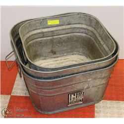 THREE METAL WASH BINS