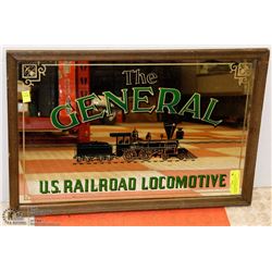 ANTIQUE MIRROR PICTURE THE GENERAL U.S RAILROAD