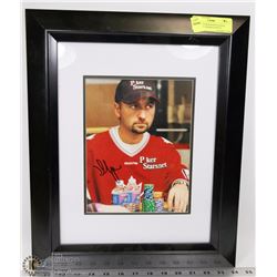 POKER. AUTOGRAPHED DANIEL NEGREANU FRAMED PHOTO
