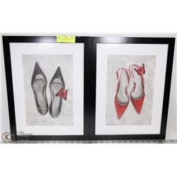 A PAIR OF DECORATIVE SHOE PICTURES 13” X 17”