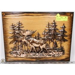 VINTAGE MOOSE 3D WALL METAL & WOOD DISPLAY