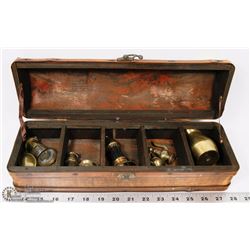 BAMBOO BOX WITH BRASS MINIATURES