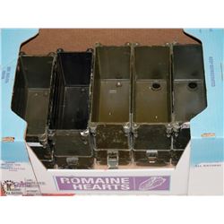 LOT OF 5 MILITARY AMMO METAL CASES - (NO LIDS)