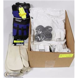 BOX OF 3M BAYONET CAPS, AND TWO BUNDLES OF WORK