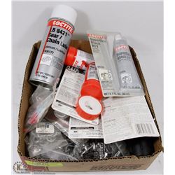 FLAT OF ASSORTED HARDWARE, LOCKTITE, AND MORE