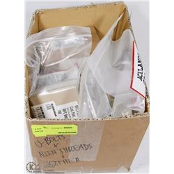 BOX OF U BOLTS, ALLEN THREADS, AND MORE