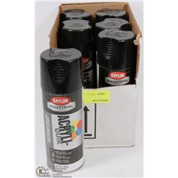 CASE OF 6 KRYLON ACRYLIC LACQUER SPRAY PAINT