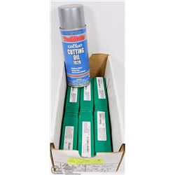 LOT OF 48 DRILL BITS + CAN OF CUTTING OIL