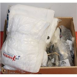 BOX WITH SAFETY GLASSES, WORK GLOVES,  AND