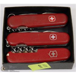 LOT OF 3 SWISS ARMY KNIVES