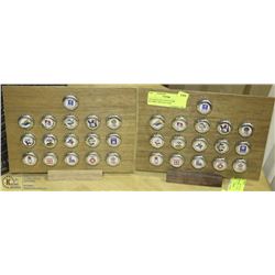 2 PLAQUES OF COLLECTIBLE OLYMPIC BOTTLE CAPS