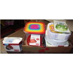 LARGE FLAT OF NEW KITCHENWARE,RUBBERMAID AND