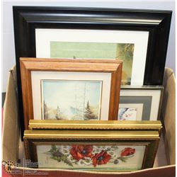 LOT OF FRAMED PRINTS AND ORIGINAL OIL PAINTING