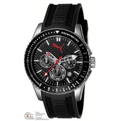 #1-PUMA RACER BLACK SILICONE RUBBER STRAP, BLACK