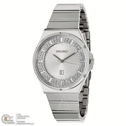 #24-SEIKO STAINLESS STEEL SILVER STRAP, SILVER &